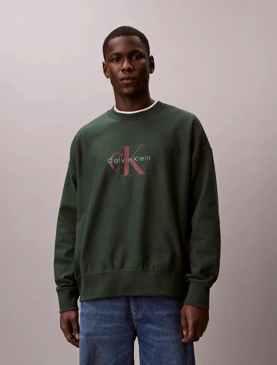 Calvin Klein - Premium Terry Monogram Logo Relaxed Sweatshirt - Brandatak Store