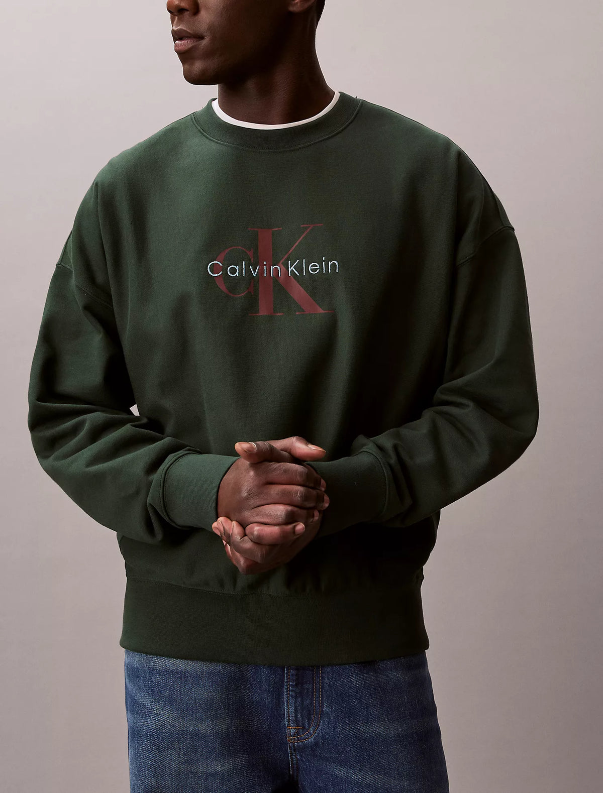 Calvin Klein - Premium Terry Monogram Logo Relaxed Sweatshirt