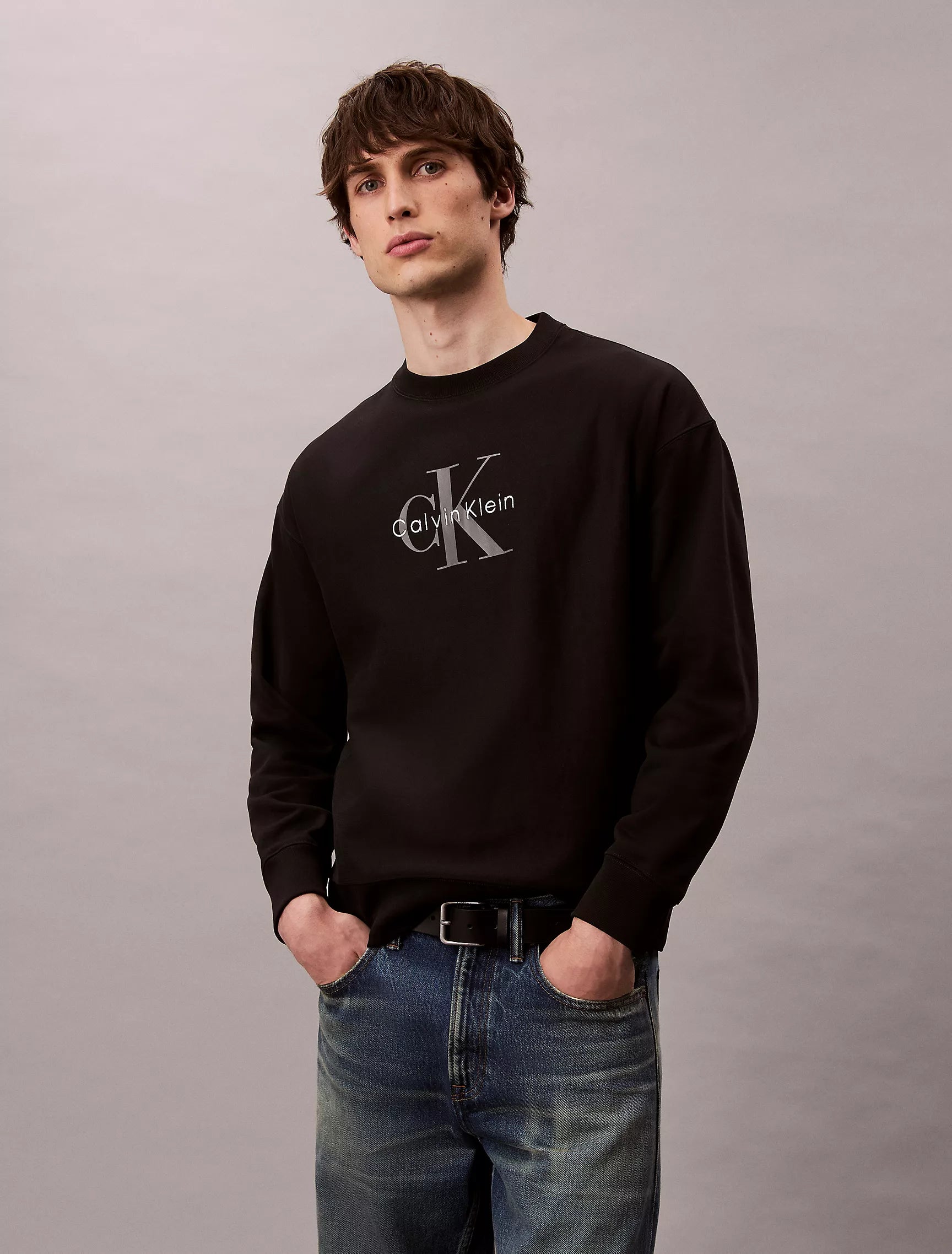 Calvin Klein - Premium Terry Monogram Logo Relaxed Sweatshirt