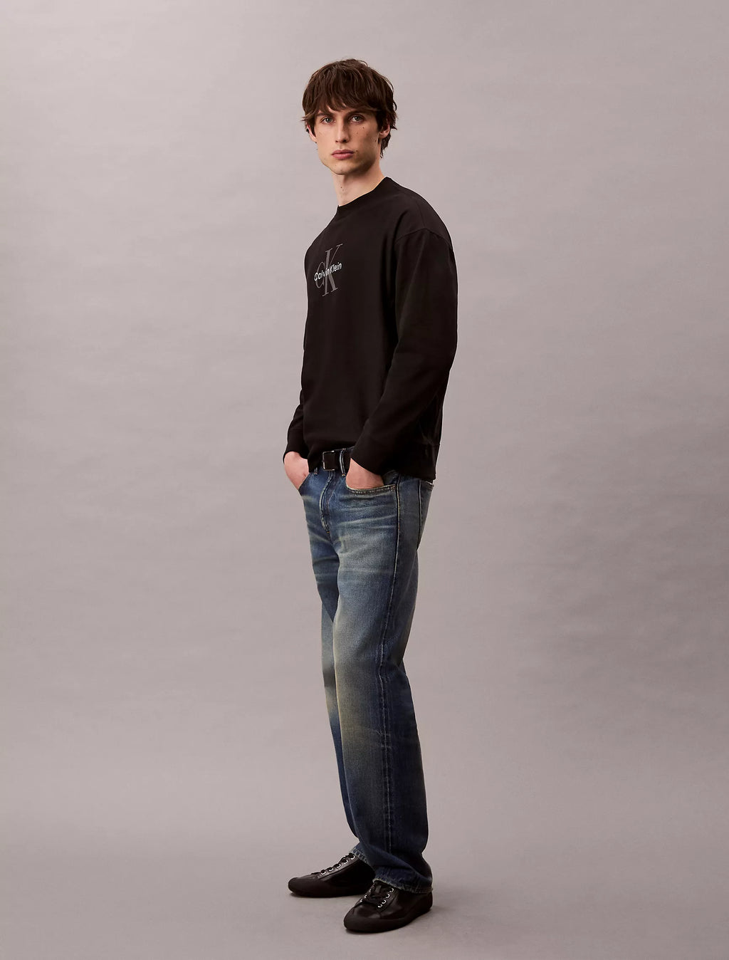 Calvin Klein - Premium Terry Monogram Logo Relaxed Sweatshirt