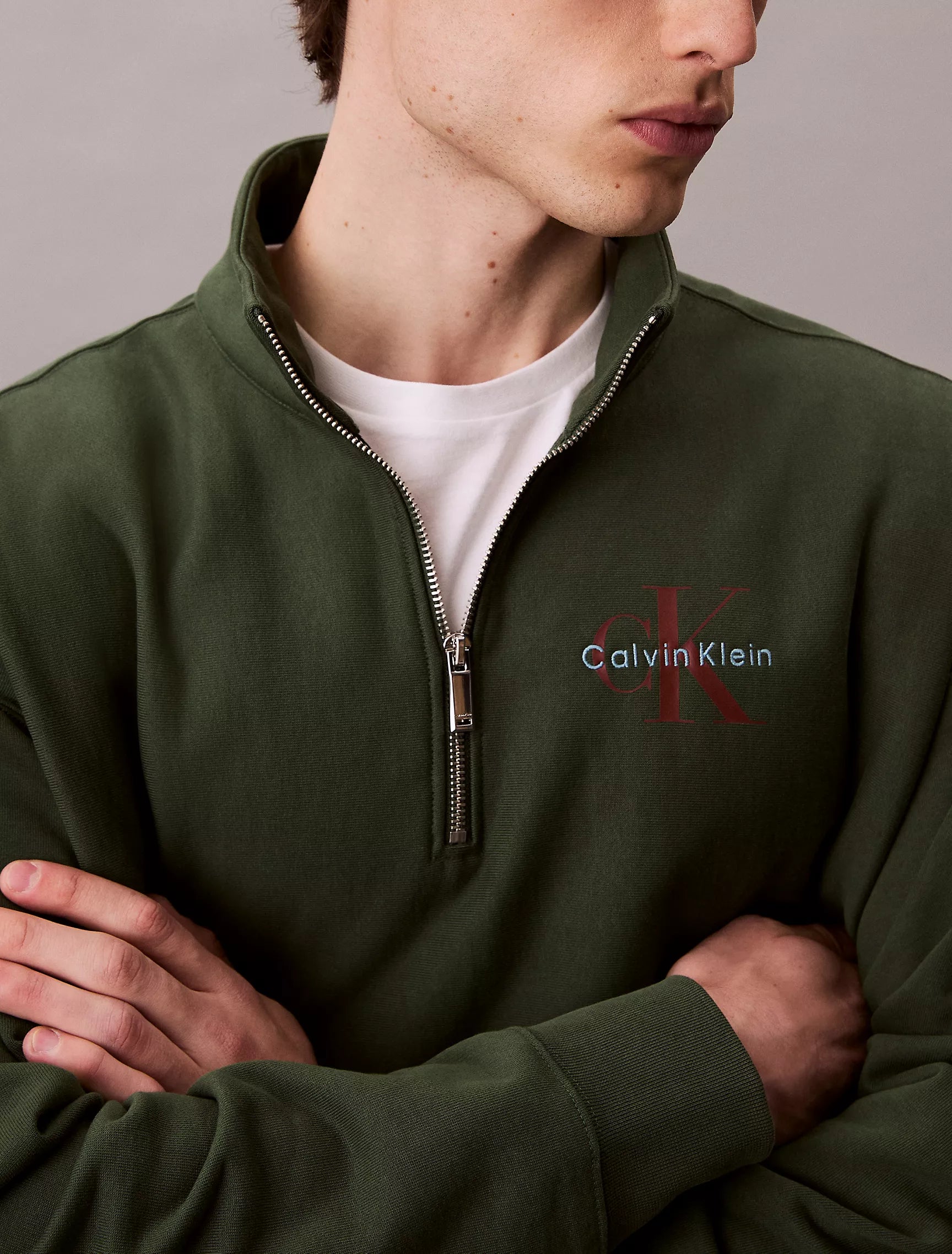 Calvin Klein - Monologo Premium Terry Quarter Zip Sweatshirt