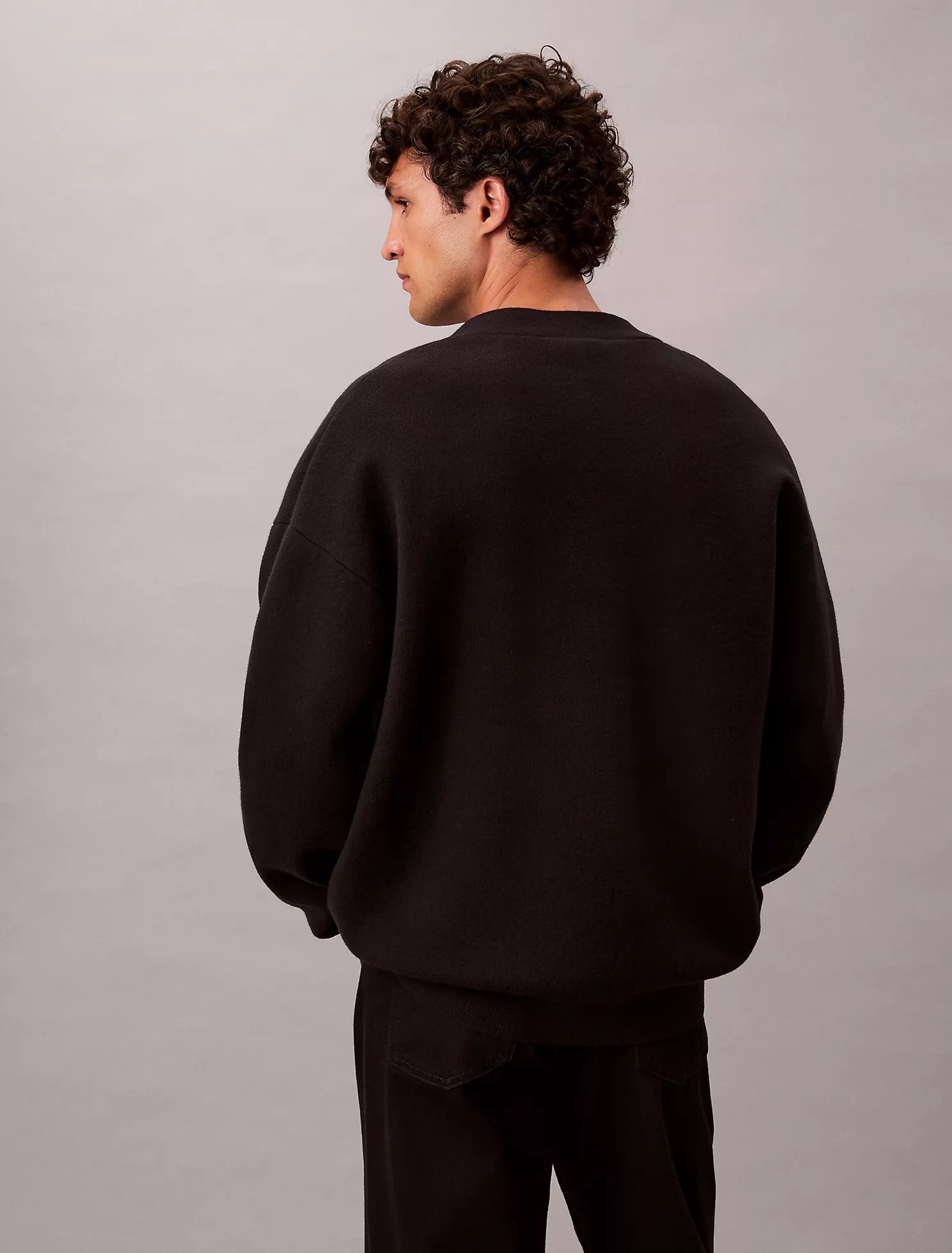 Calvin Klein - Cotton Blend Monogram Relaxed Cardigan