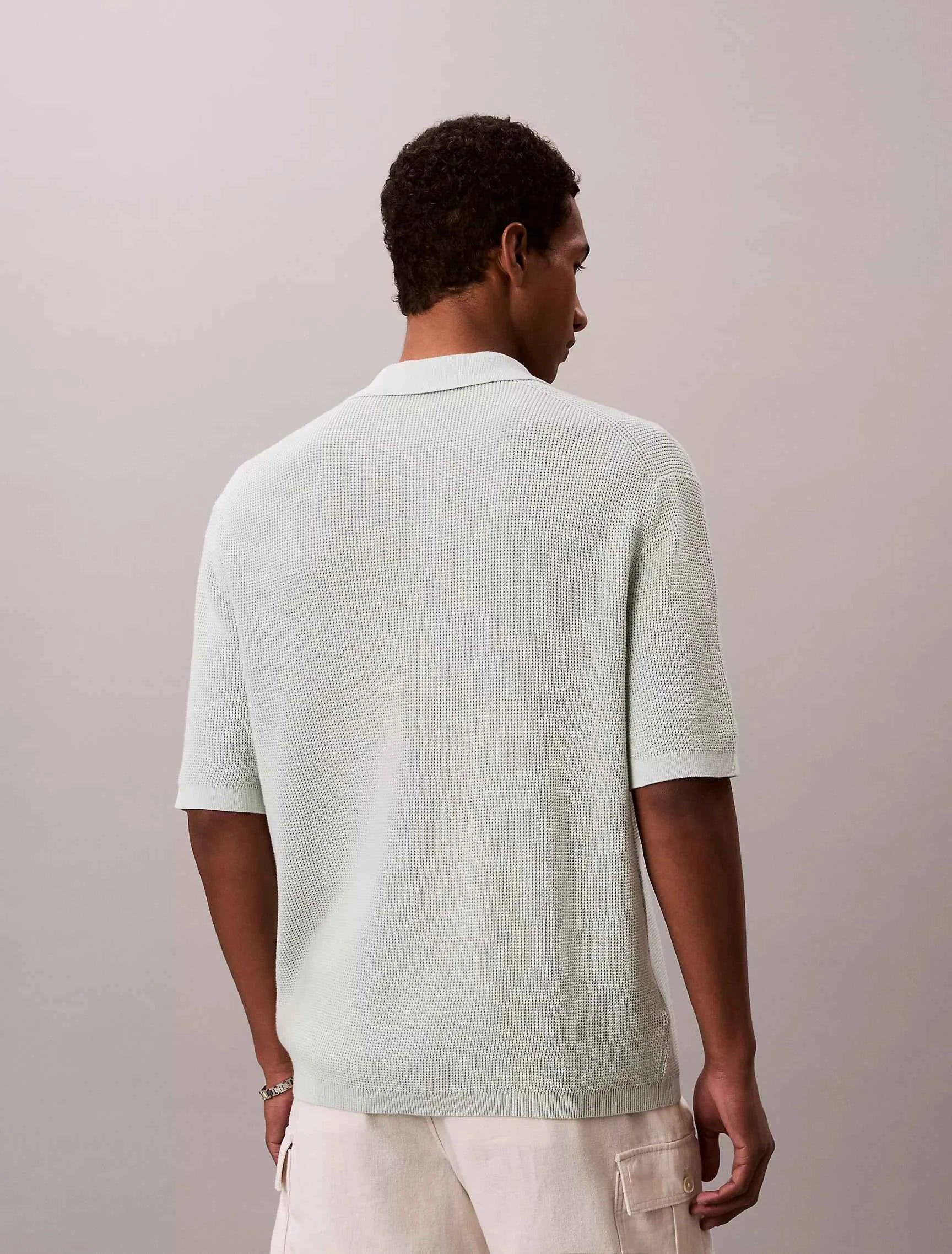 Calvin Klein - Smooth Cotton Waffle Sweater Polo Shirt