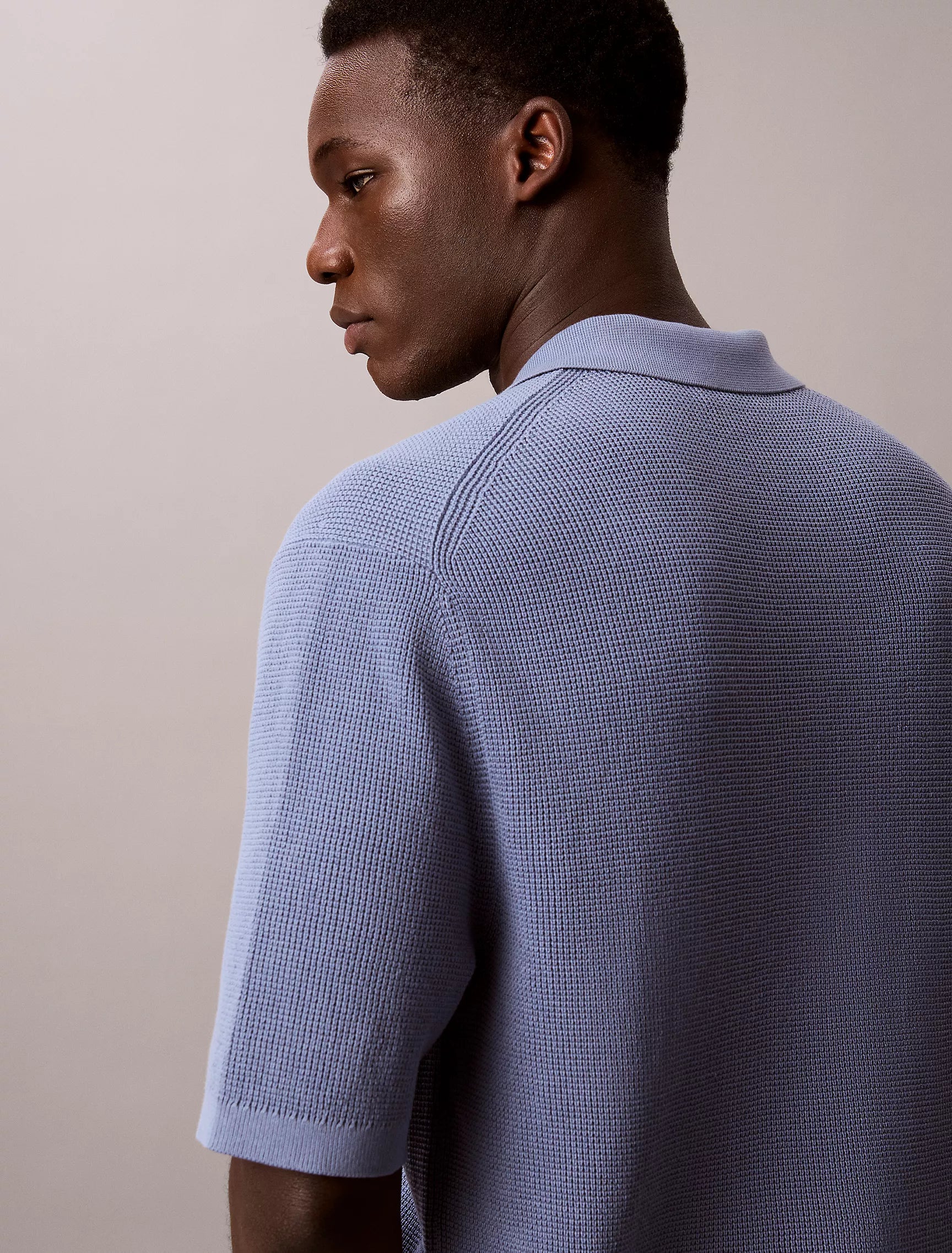 Calvin Klein - Smooth Cotton Waffle Sweater Polo Shirt