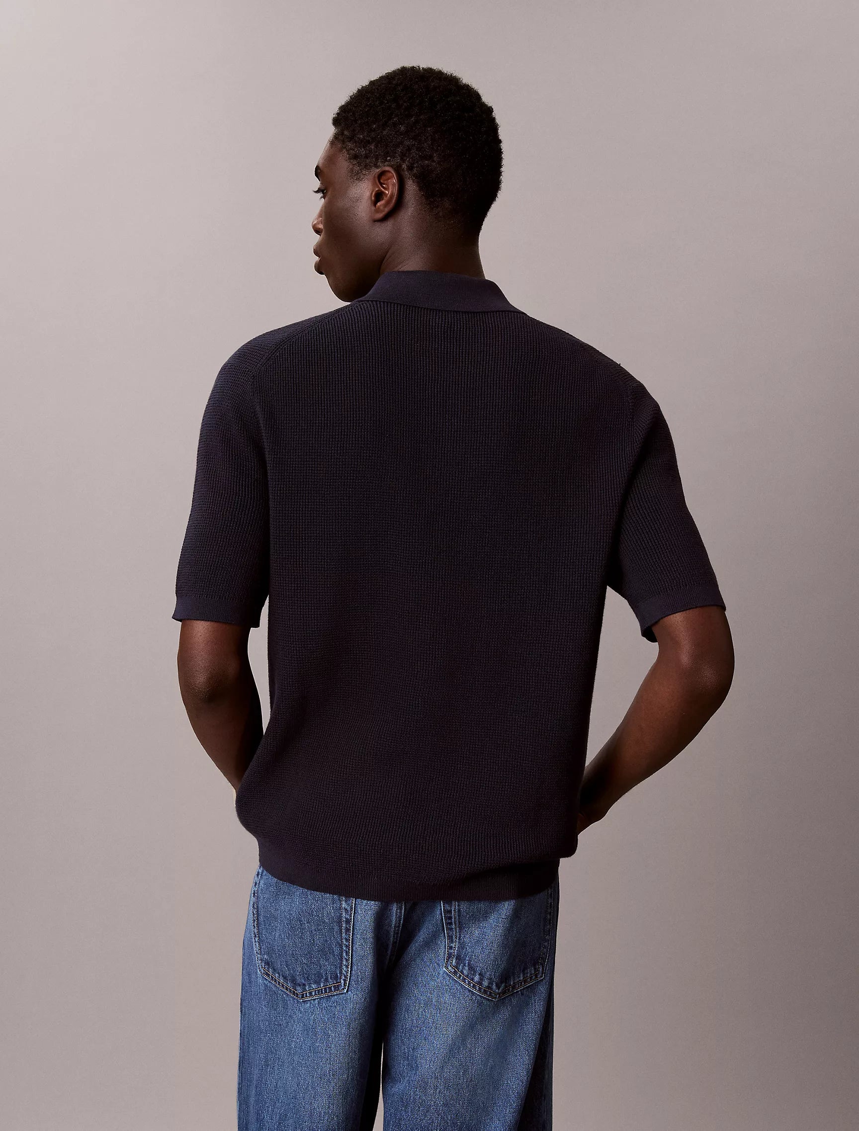 Calvin Klein - Smooth Cotton Waffle Sweater Polo Shirt