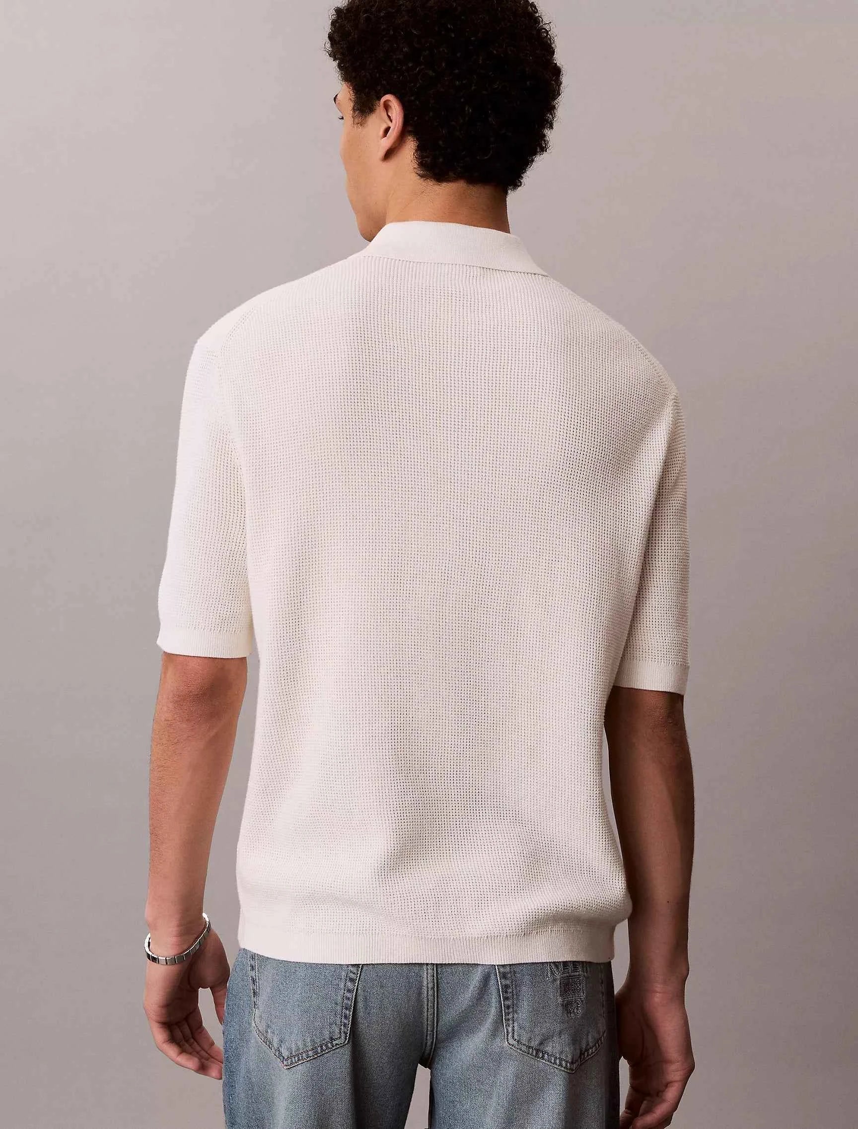 Calvin Klein - Smooth Cotton Waffle Sweater Polo Shirt