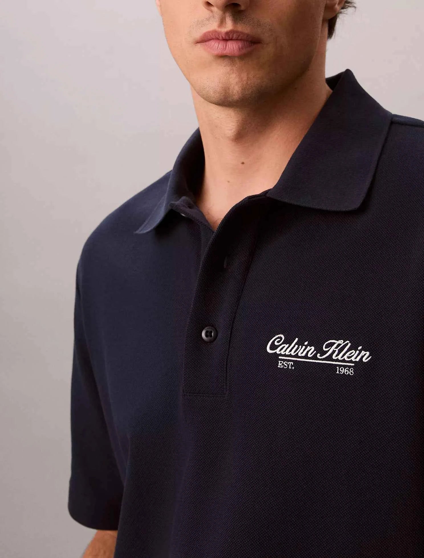 Calvin Klein - Script Logo Graphic Pique Relaxed Polo Shirt