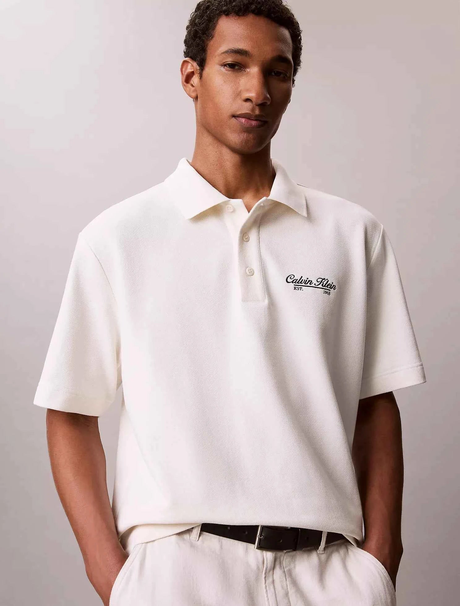 Calvin Klein - Script Logo Graphic Pique Relaxed Polo Shirt
