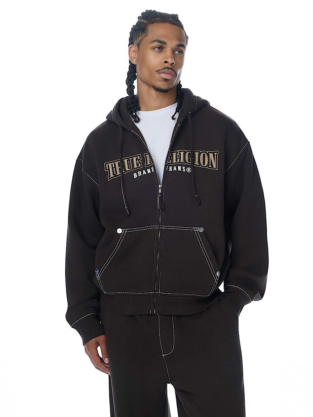 True Religion - Big T World Tour Boxy Zip Hoodie