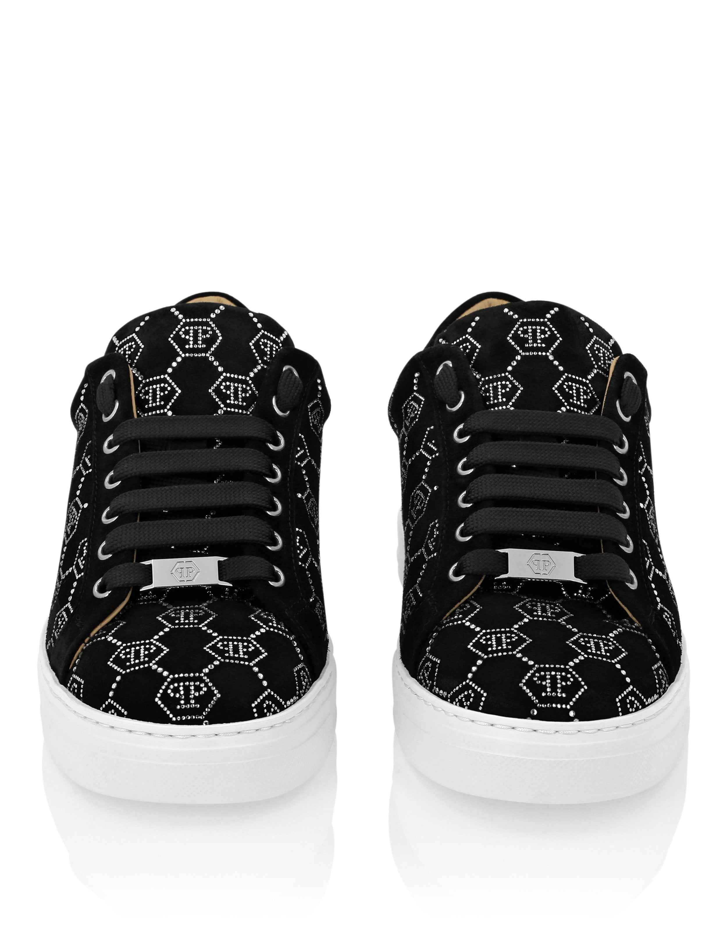 PHILIPP PLEIN  - Nappa Leather Lo-Top Sneakers Strass Monogram