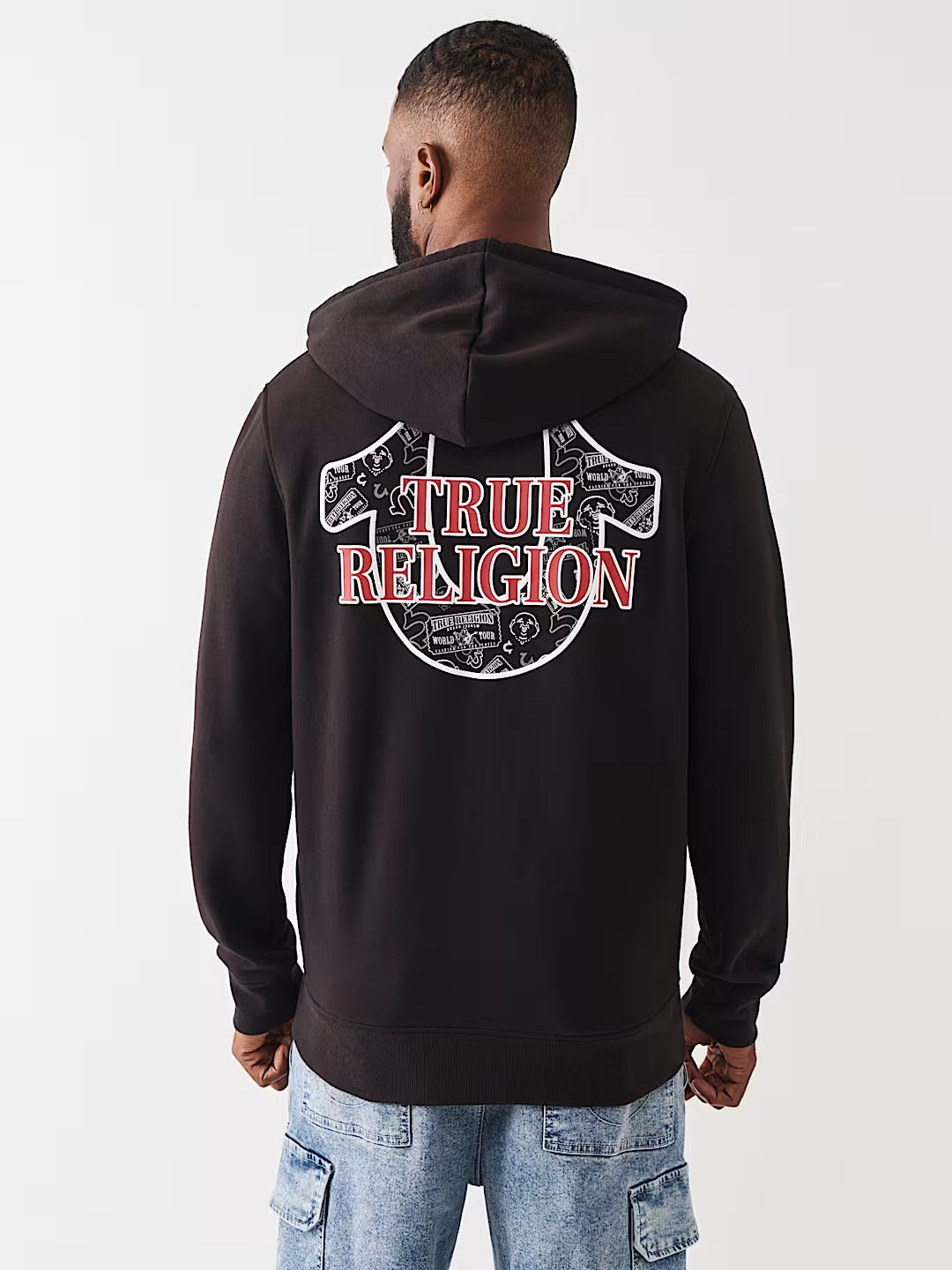 True Religion - Horseshoe Filled Allover Print Zip Hoodie