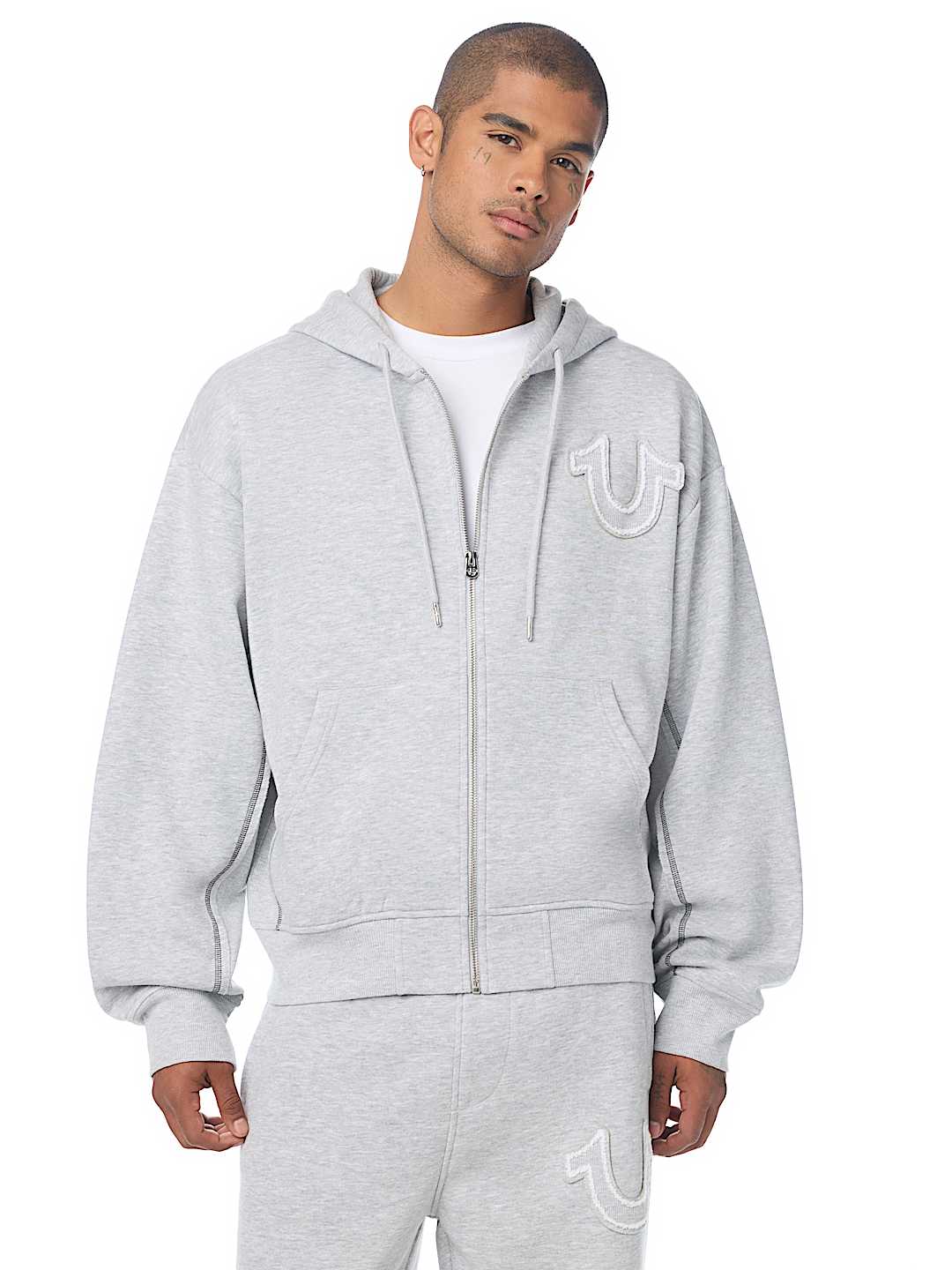 True Religion - Ribbed Boxy Zip Hoodie