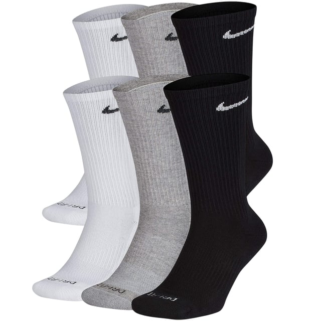 Nike - Nike Everyday Plus Cushioned Training Crew Socks (6 Pairs) Black