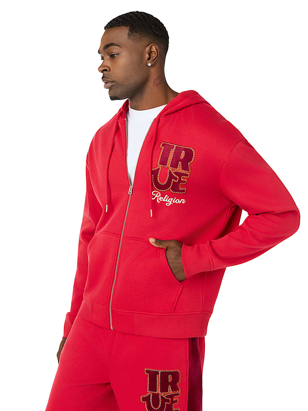 True Religion - Velour Logo Zip Hoodie