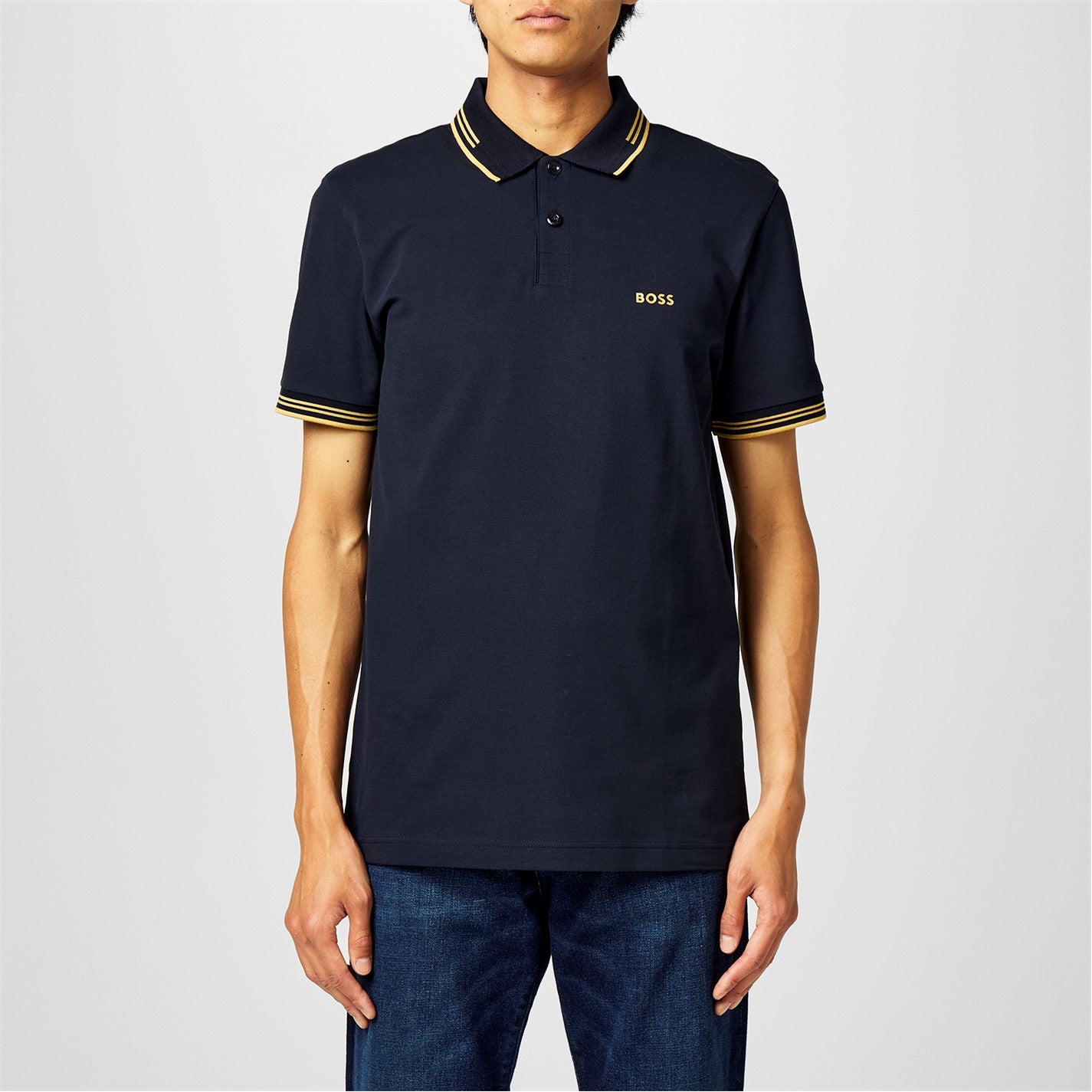 BOSS - Mens BOSS GREEN Paul Contrast Striped Trim Short Sleeve Polo Shirt