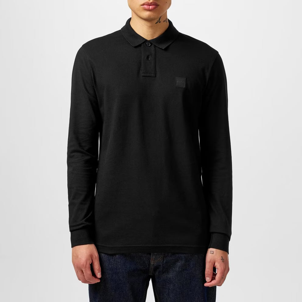 BOSS - ORANGE Passerby Premium Cotton Long Sleeve Polo Shirt with Logo Detail