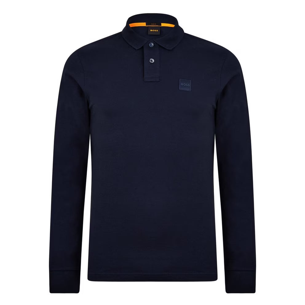 BOSS - ORANGE Passerby Premium Cotton Long Sleeve Polo Shirt with Logo Detail