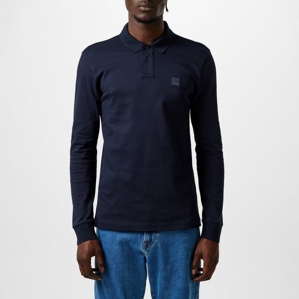 BOSS - ORANGE Passerby Premium Cotton Long Sleeve Polo Shirt with Logo Detail