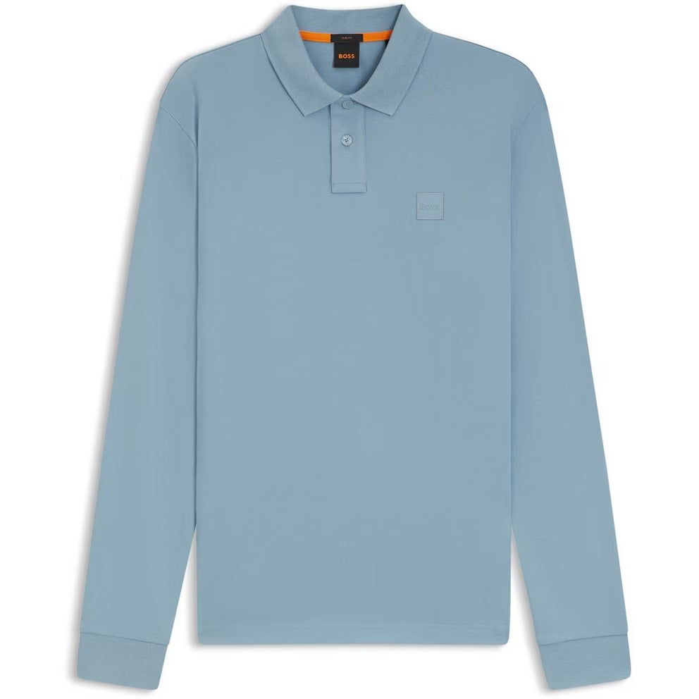 BOSS - ORANGE Passerby Premium Cotton Long Sleeve Polo Shirt with Logo Detail
