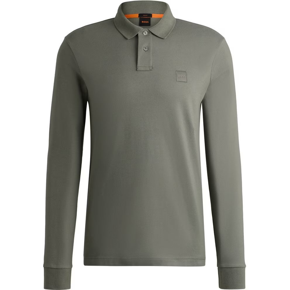 BOSS - ORANGE Passerby Premium Cotton Long Sleeve Polo Shirt with Logo Detail