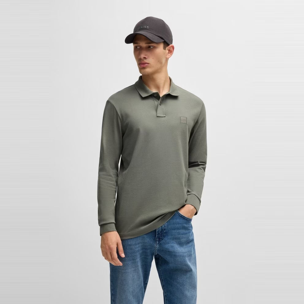 BOSS - ORANGE Passerby Premium Cotton Long Sleeve Polo Shirt with Logo Detail