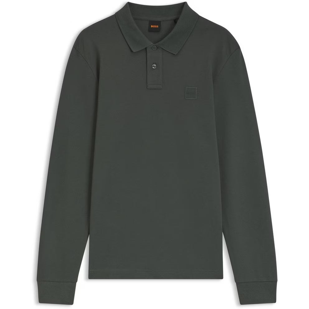 BOSS - ORANGE Passerby Premium Cotton Long Sleeve Polo Shirt with Logo Detail