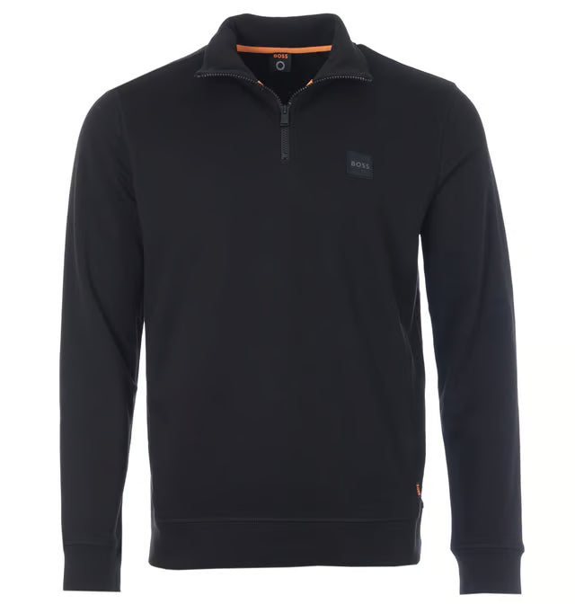 BOSS - Logo Patch Sustainable Half Zip Sweatshirt - Black