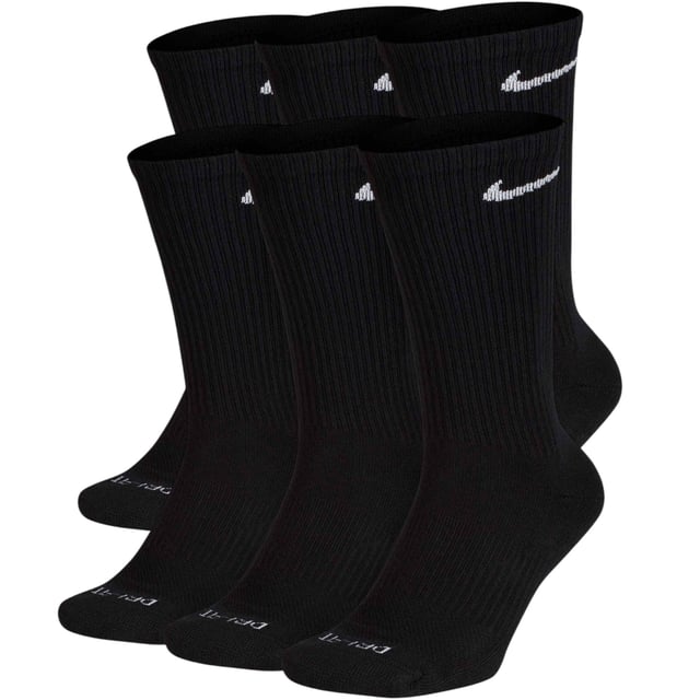 Nike - Nike Everyday Plus Cushioned Training Crew Socks (6 Pairs) Black