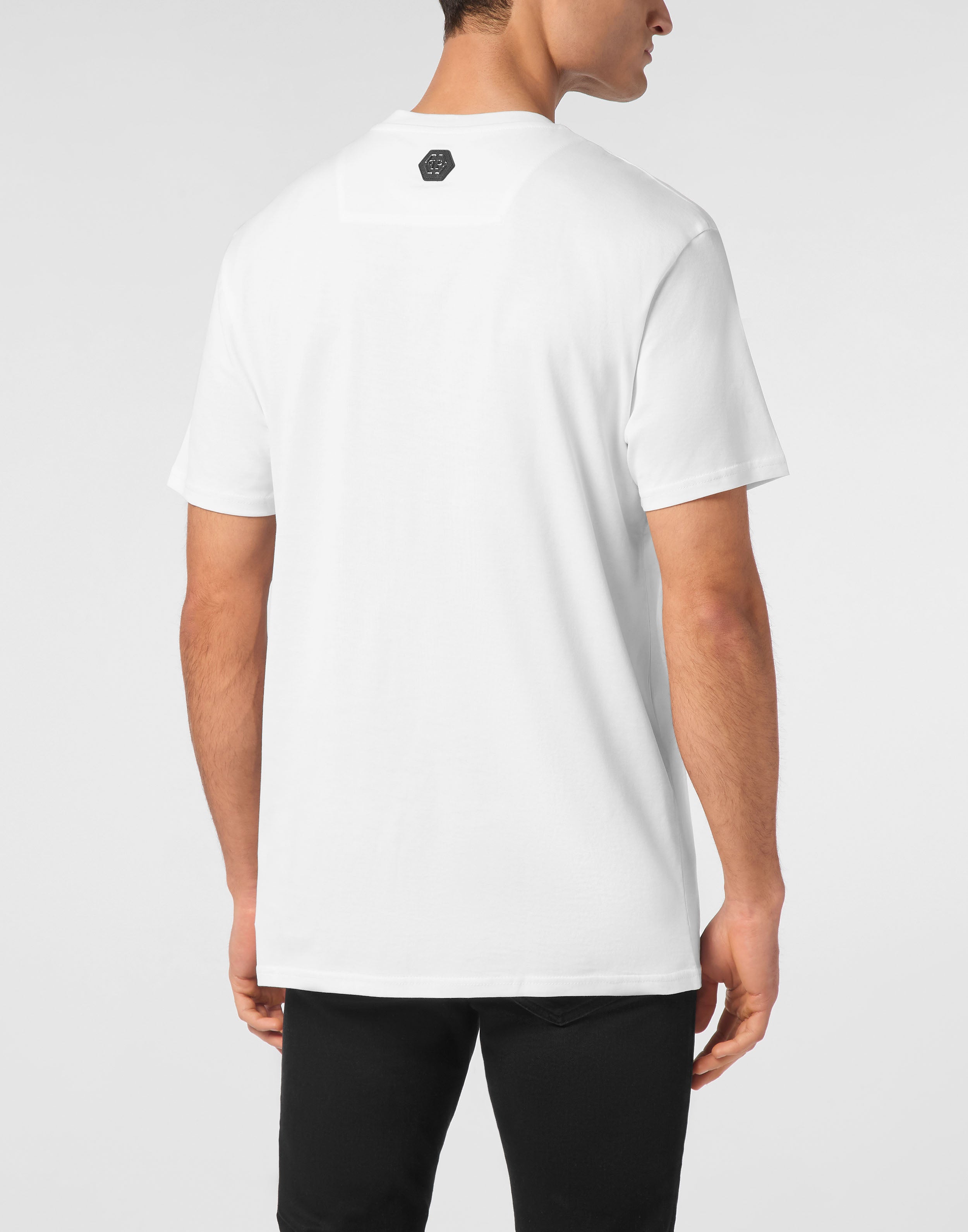 PHILIPP PLEIN - Jersey T-shirt Round Neck SS Strass Hexagon