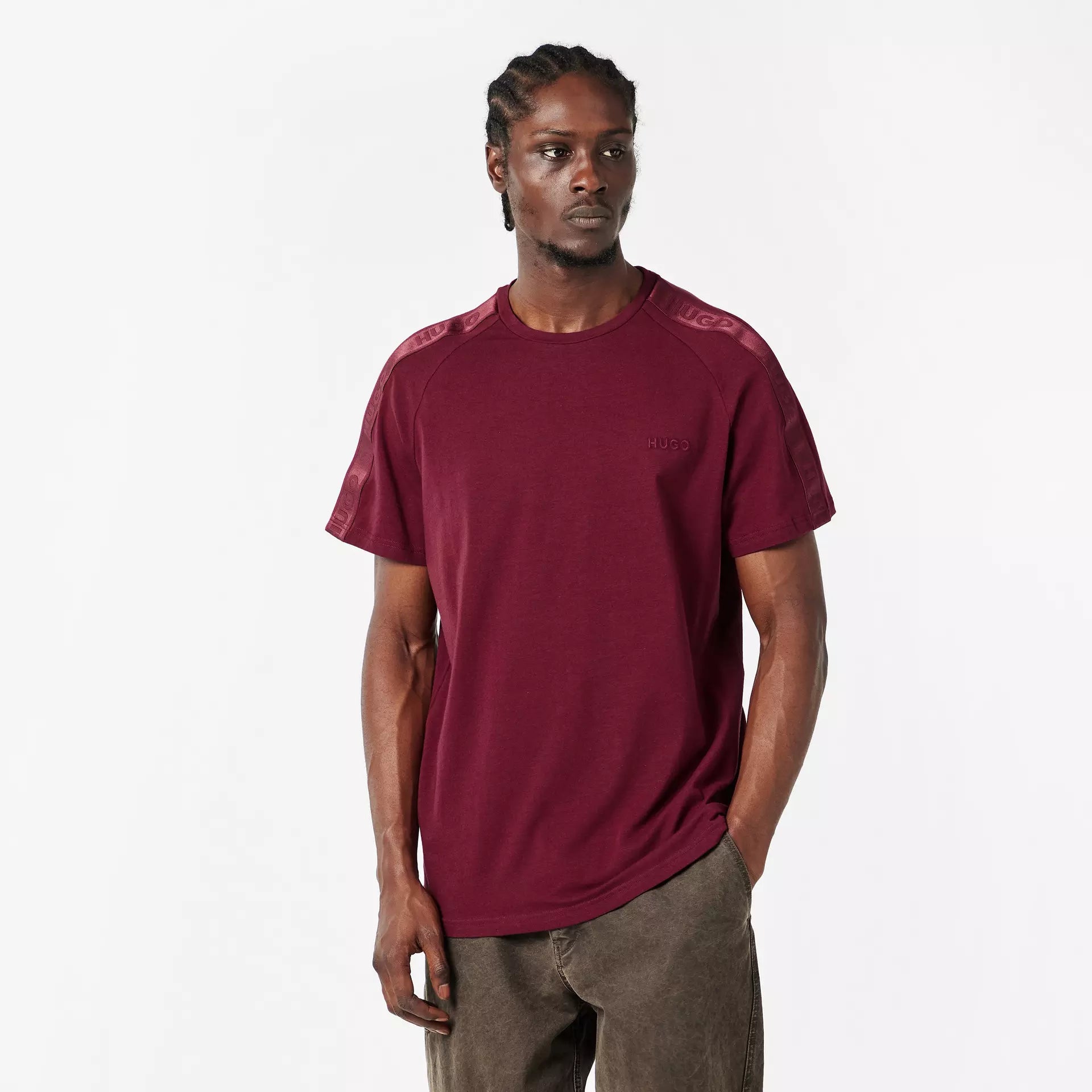 Hugo - HUGO Mens T-Shirt with Logo Signature Tape Detail
