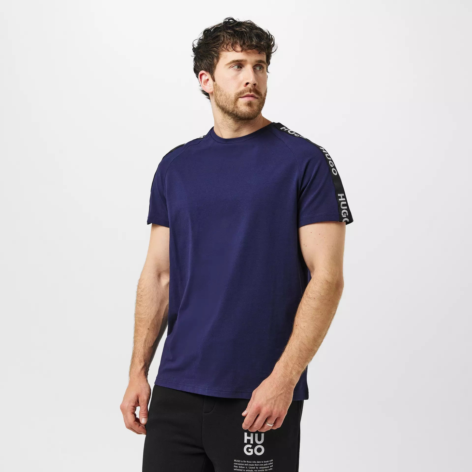 Hugo - HUGO Mens T-Shirt with Logo Signature Tape Detail