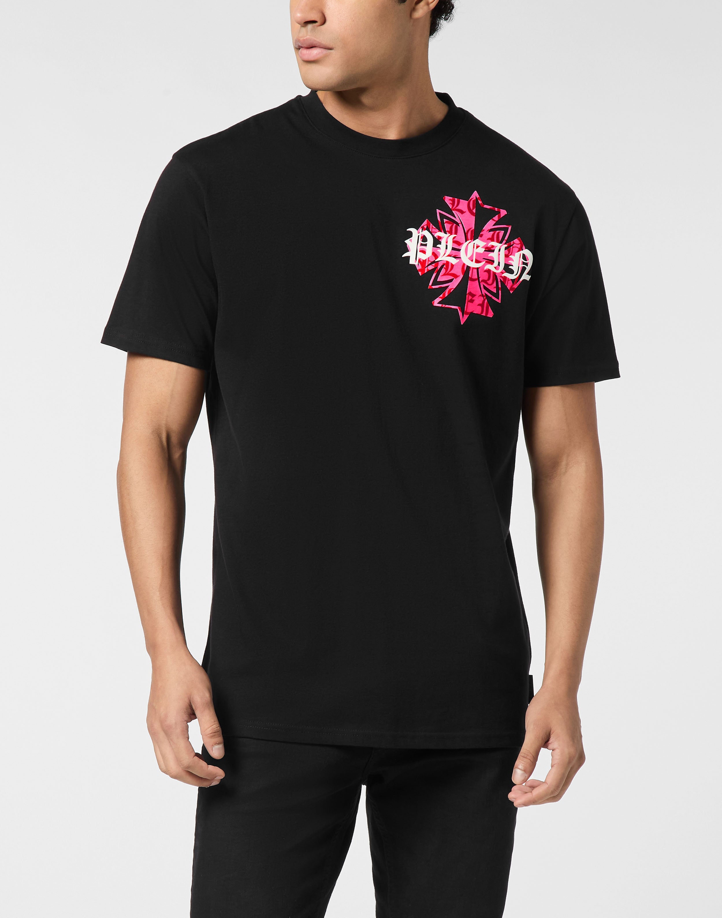 PHILIPP PLEIN - Round Neck T-Shirt Worldwide Puffy Crest