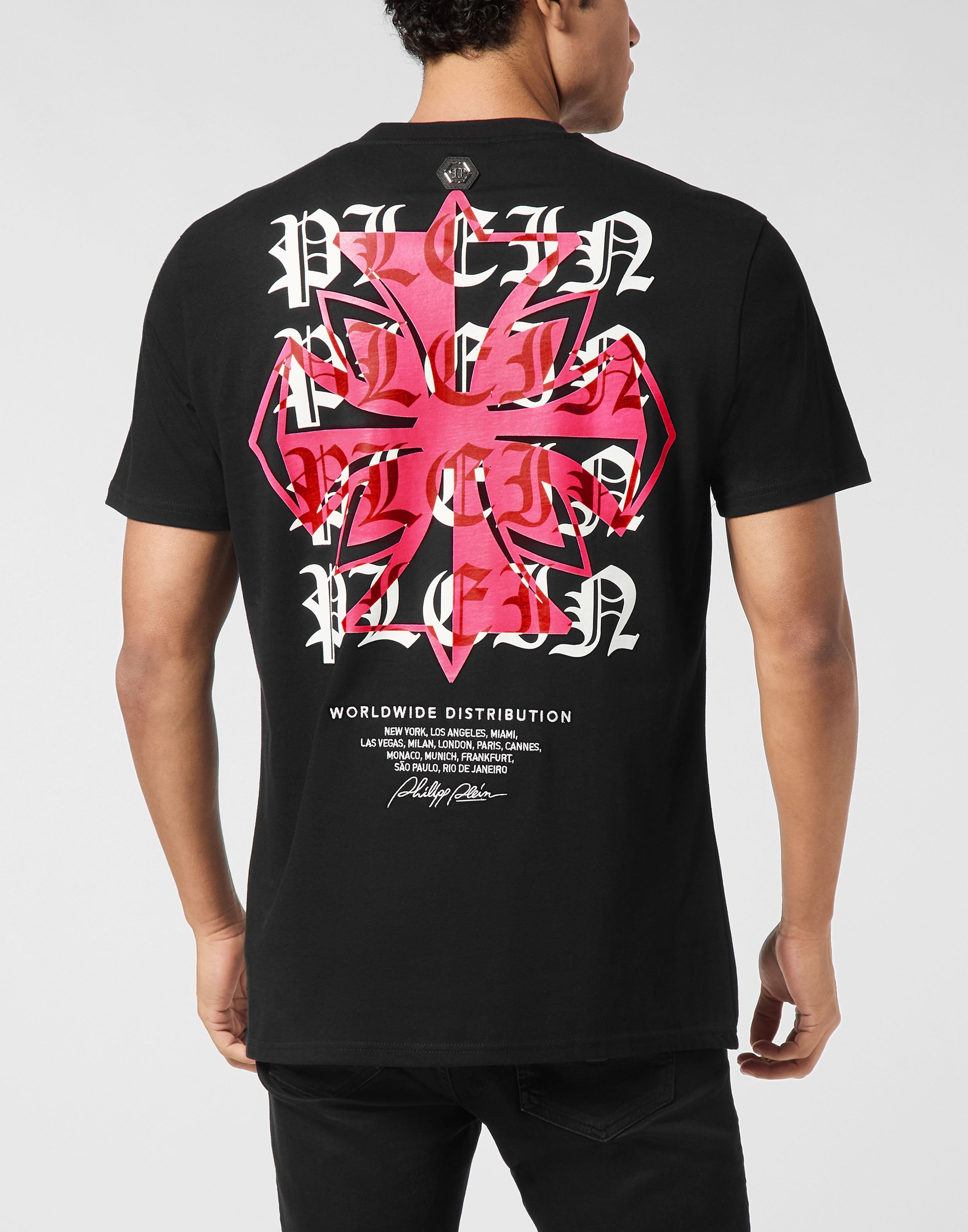 PHILIPP PLEIN - Round Neck T-Shirt Worldwide Puffy Crest