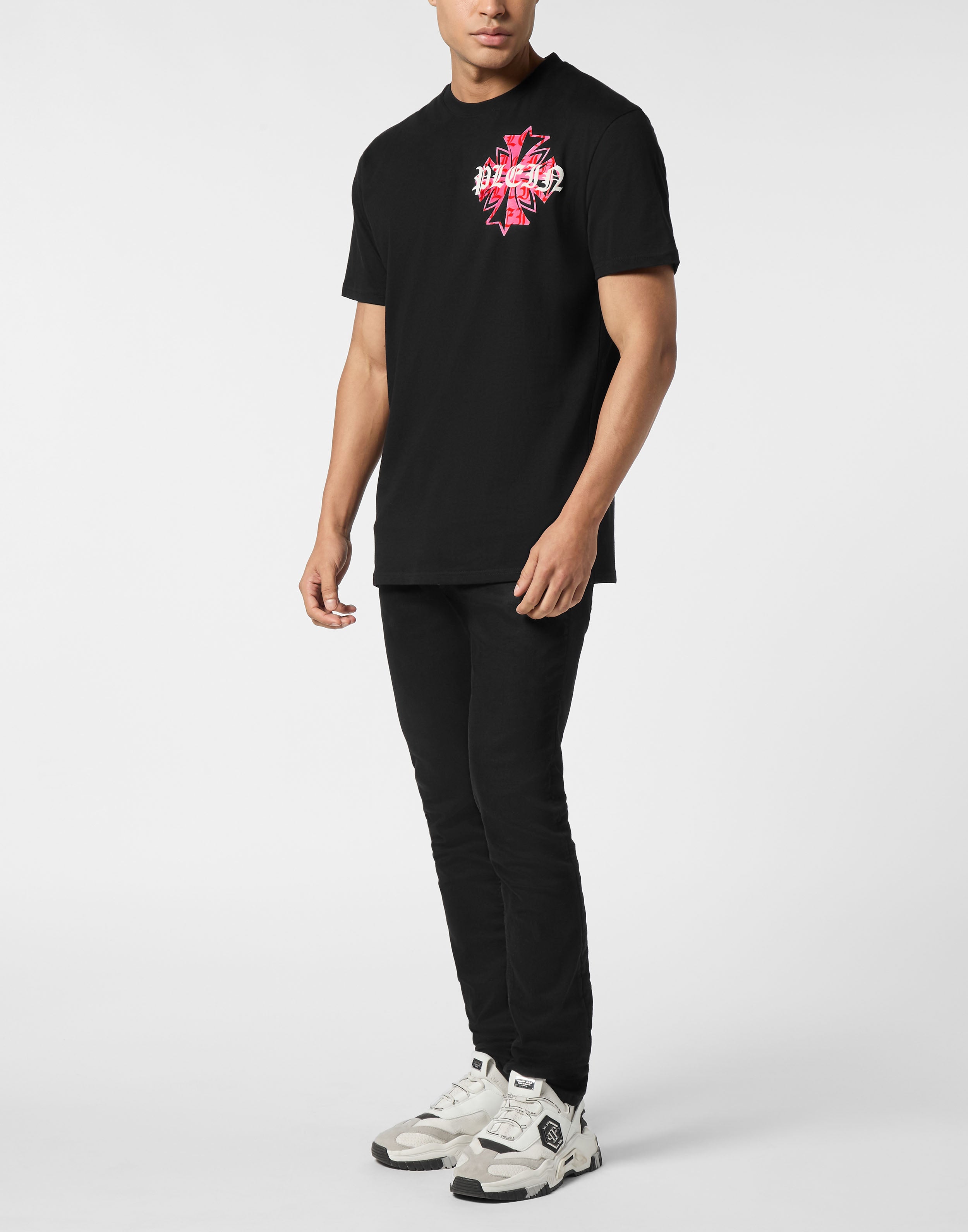 PHILIPP PLEIN - Round Neck T-Shirt Worldwide Puffy Crest