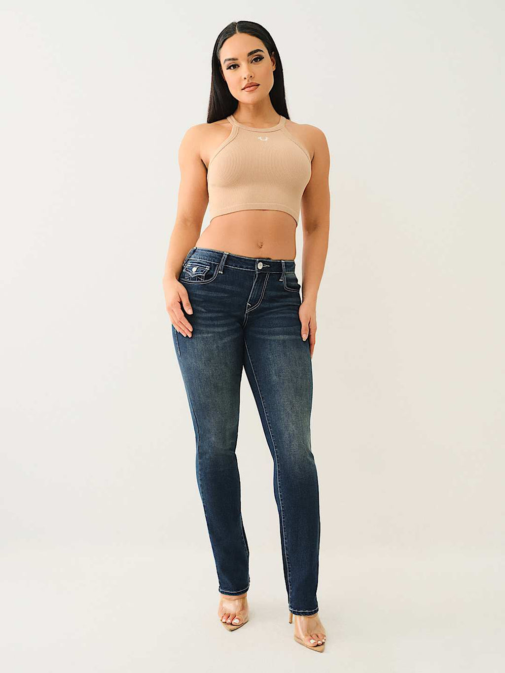 True Religion - BILLIE MID RISE FLAP STRAIGHT JEAN