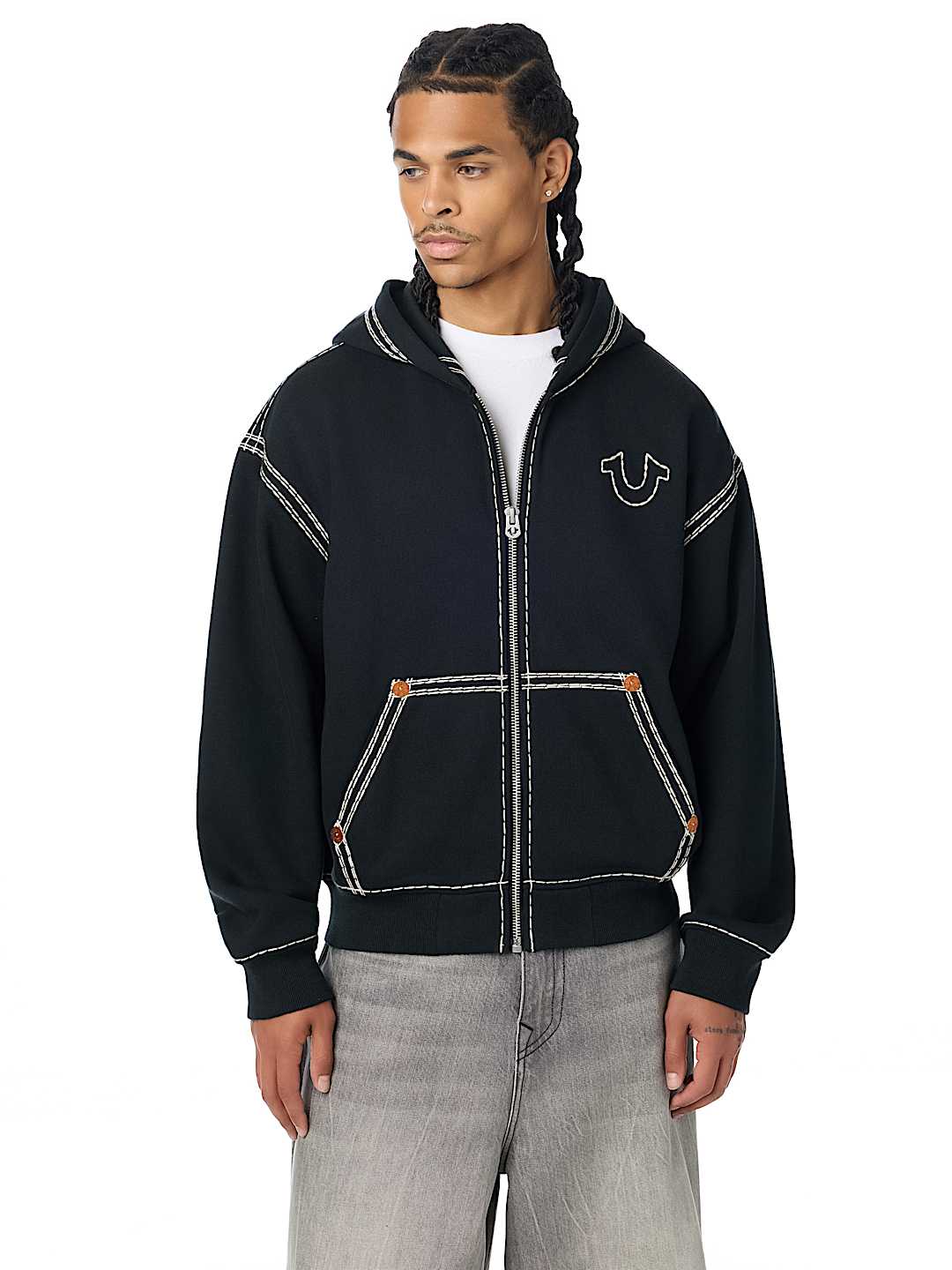 True Religion - Super Qt Boxy Zip Hoodie