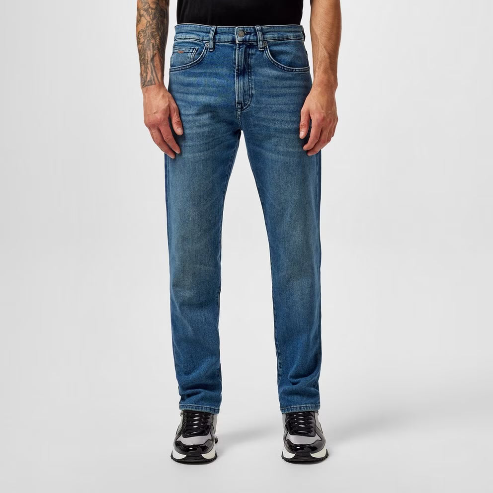 BOSS - Straight Denim Jeans with Logo Detail (ReMaine)