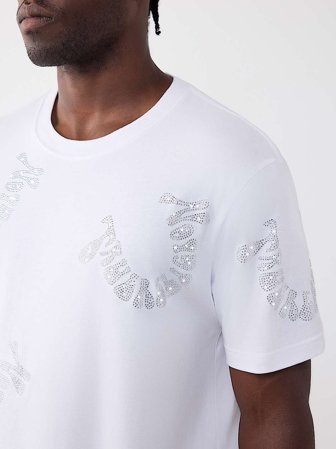 True Religion - Warped Logo Rhinestone Heavyweight Tee