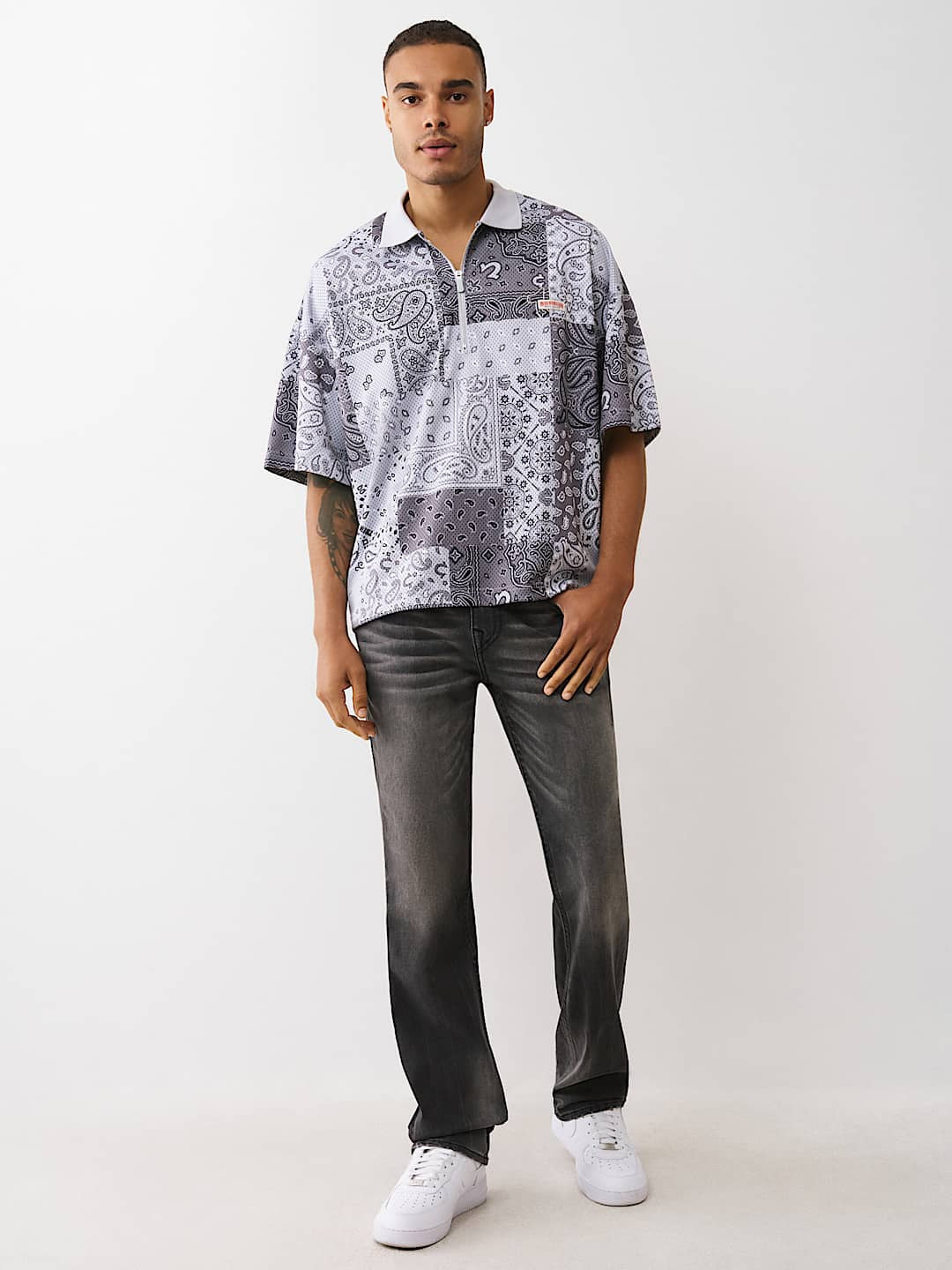 True Religion - Bandana Mesh Oversized Polo
