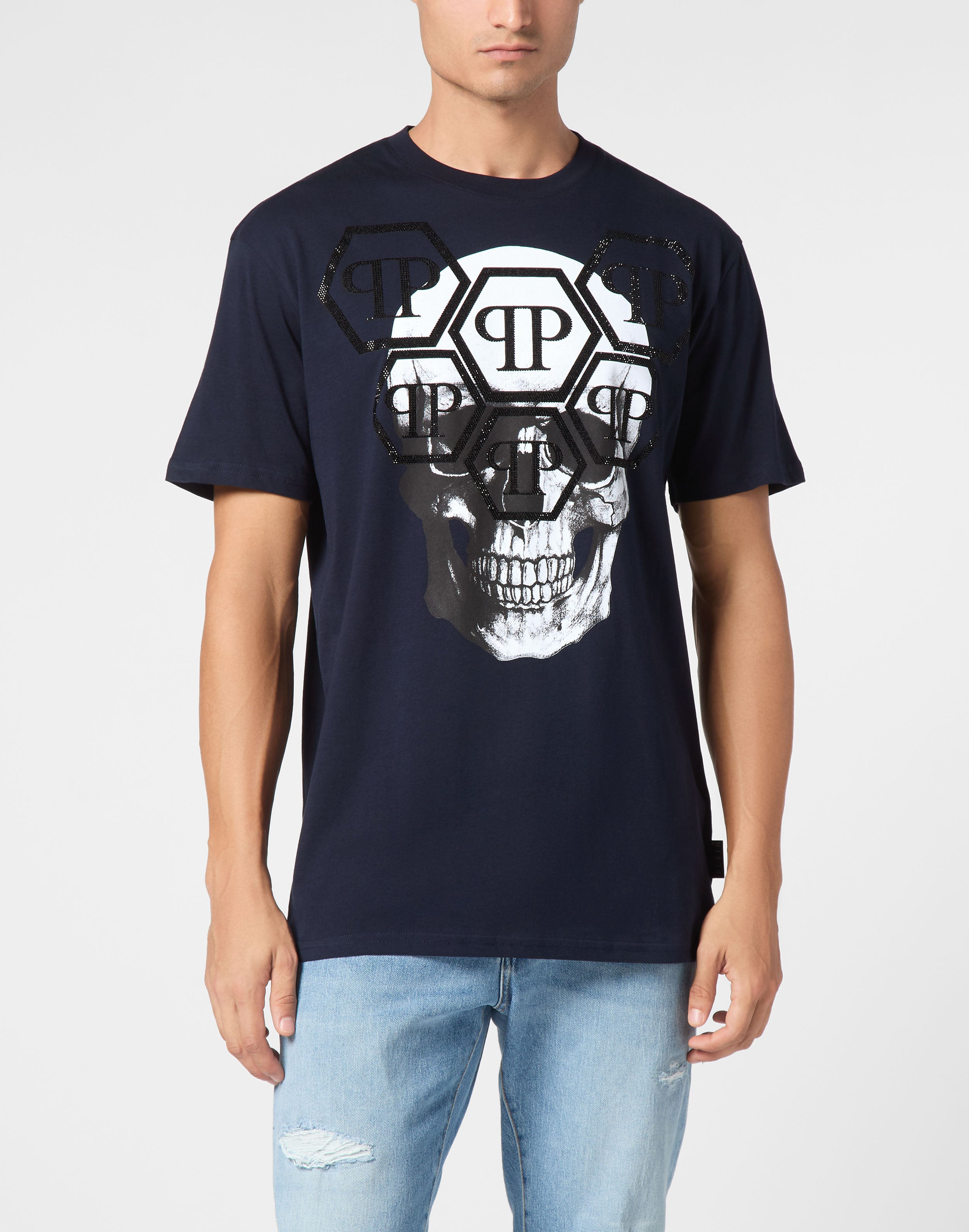 PHILIPP PLEIN - T-shirt Round Neck SS Stones Skull