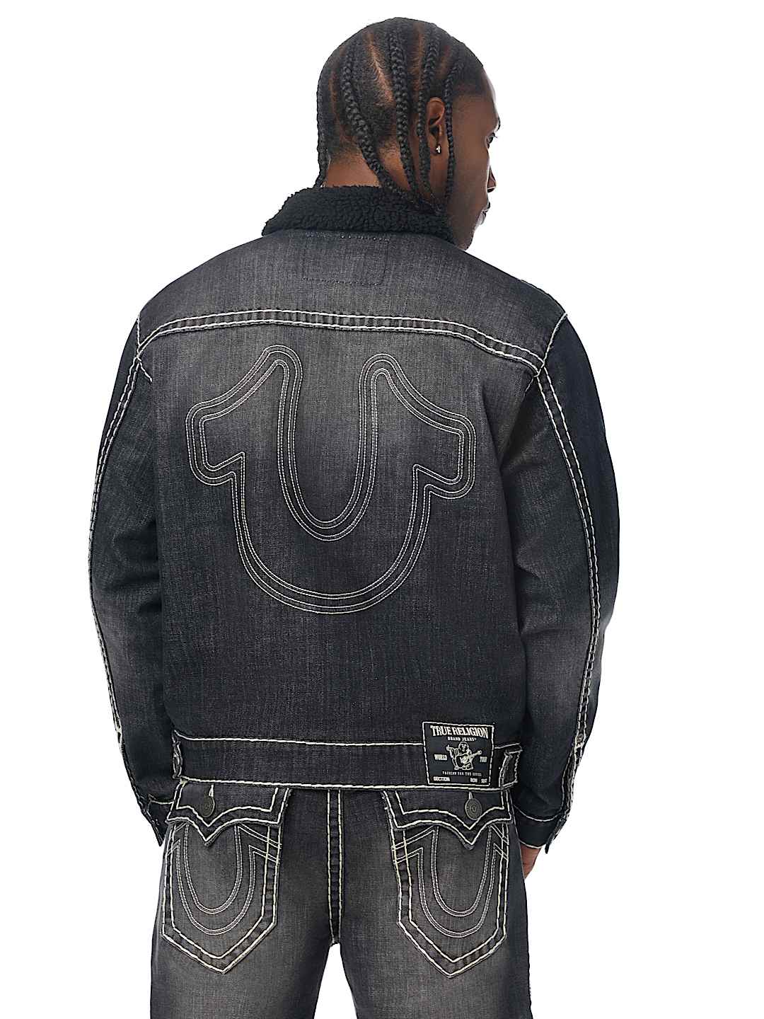 True Religion - Super T Oversized Denim Sherpa Trucker Jacket