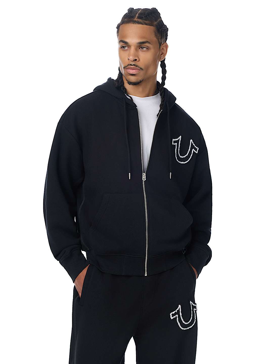 True Religion - Ribbed Boxy Zip Hoodie