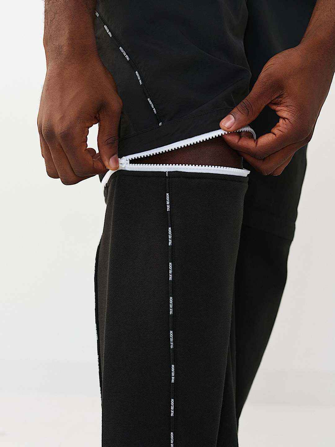 True Religion - Nylon Fleece Zip-Off Sweatpant