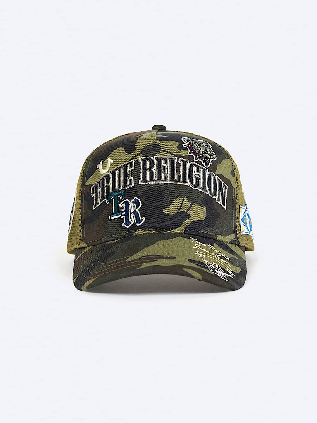 True Religion -Multi-logo Trucker Hat
