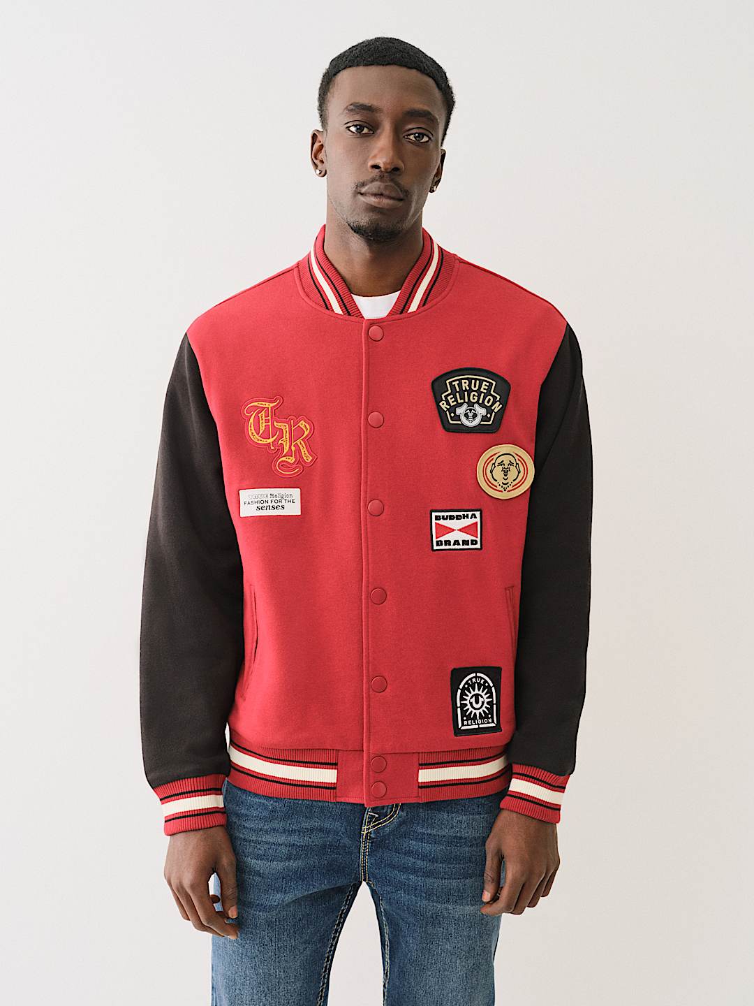 True Religion - MULTI PATCH FLEECE VARSITY JACKET