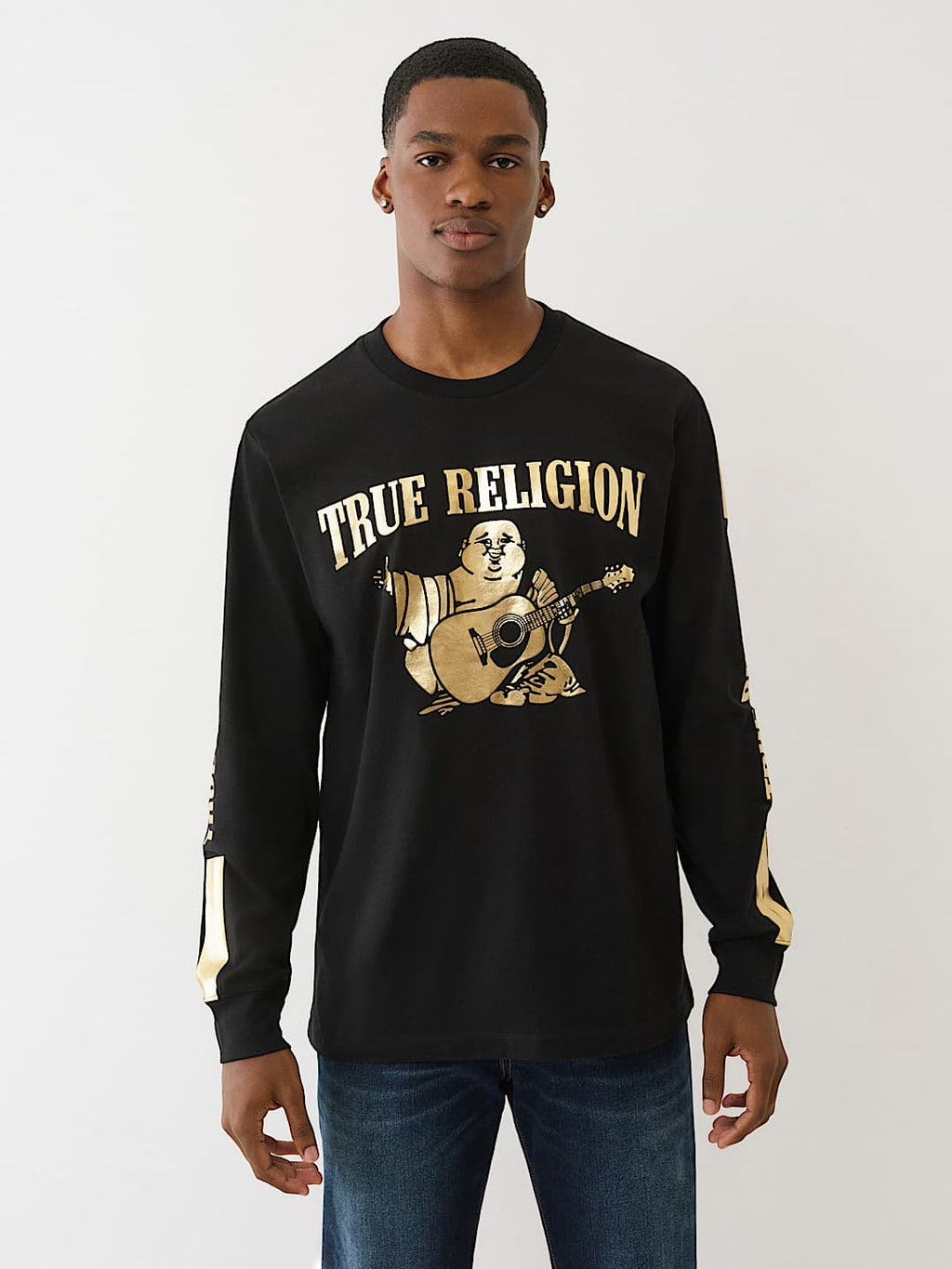 True Religion - Metallic Buddha Long Sleeve Tee