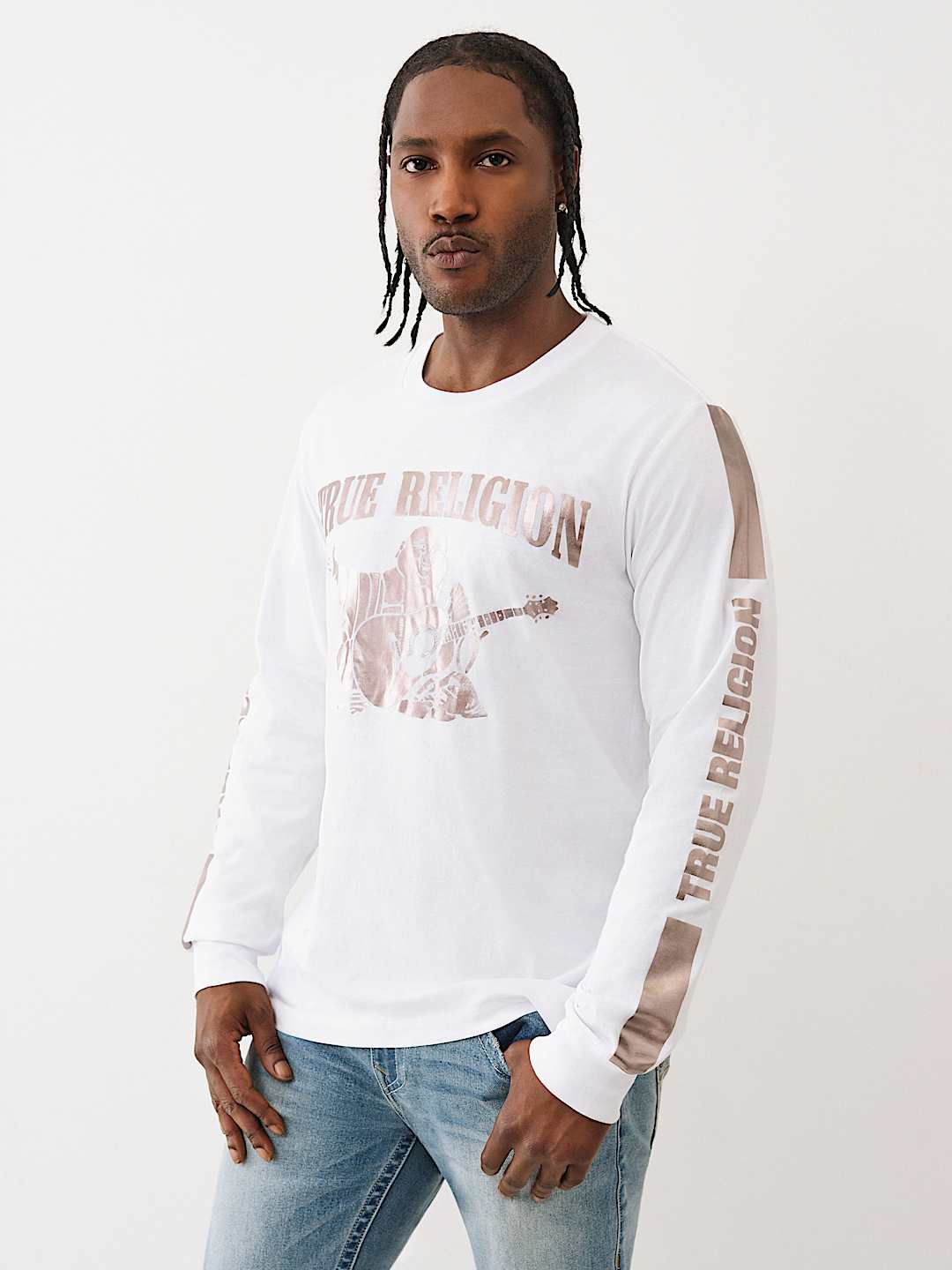 True Religion - Metallic Buddha Long Sleeve Tee