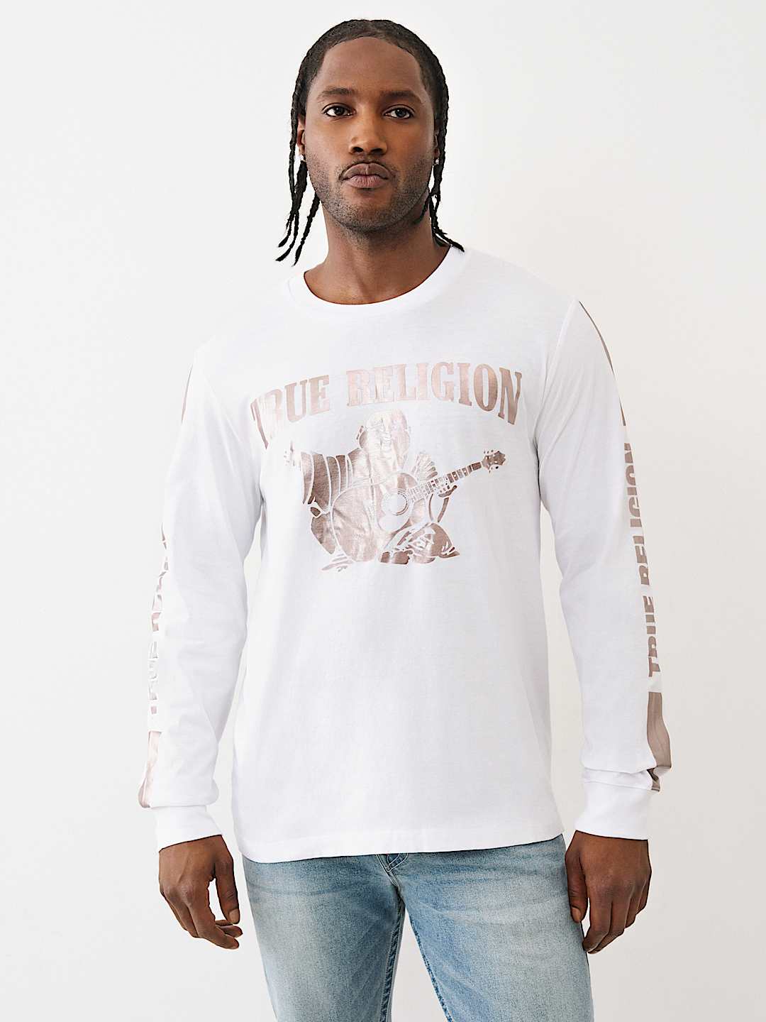 True Religion - Metallic Buddha Long Sleeve Tee