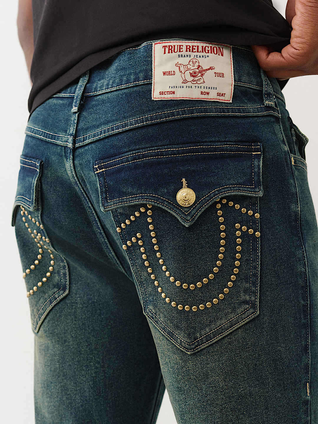 True Religion - GENO STUDDED HORSESHOE SLIM JEAN