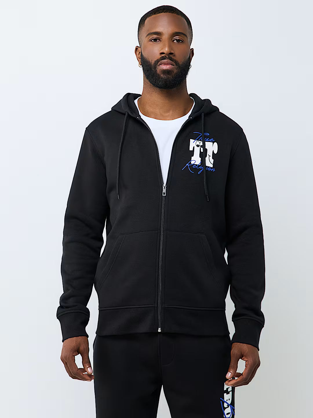 True Religion - Puff-Print Logo Script Zip Hoodie IMMEDIATE